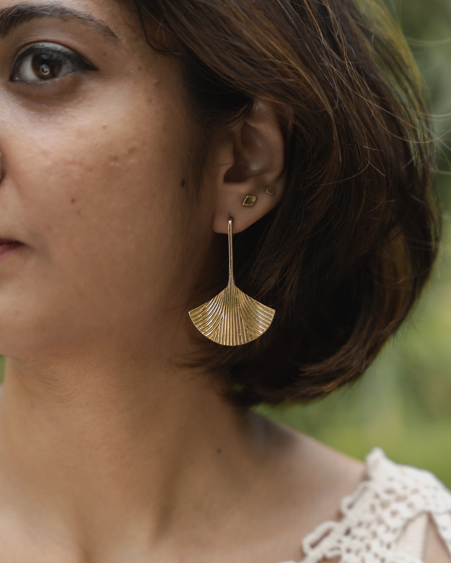 Aureya petal brass earrings