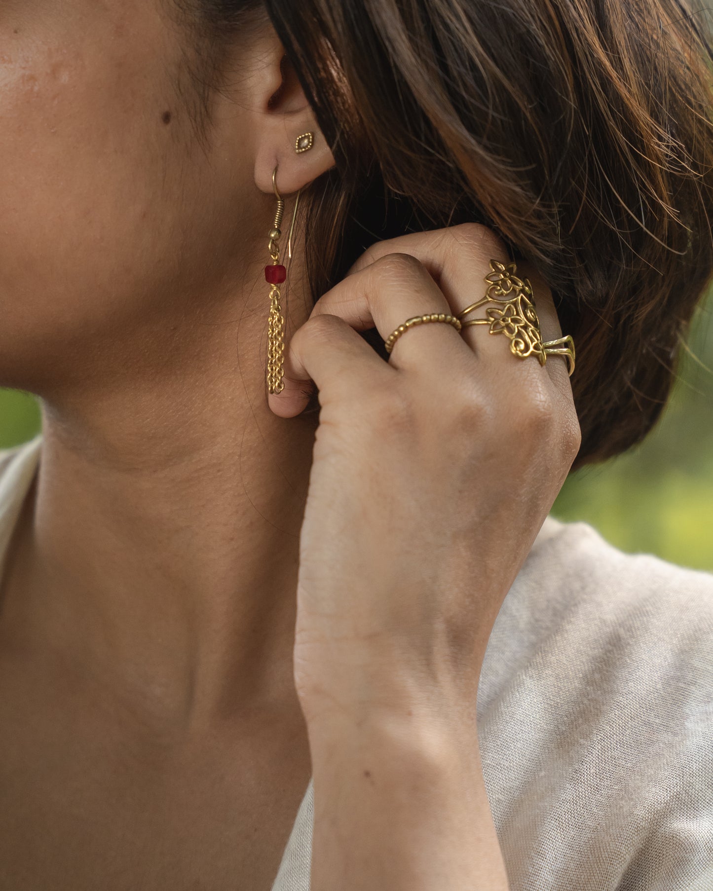 Ruby Raga brass earrings