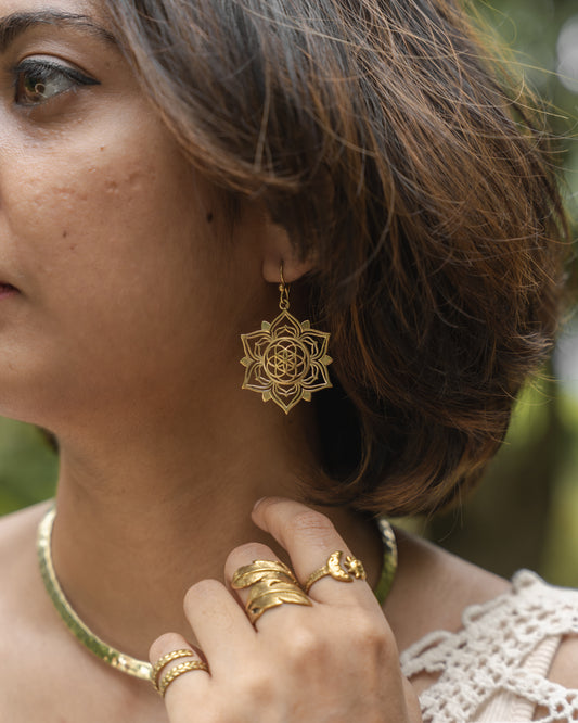 Mandala brass earrings
