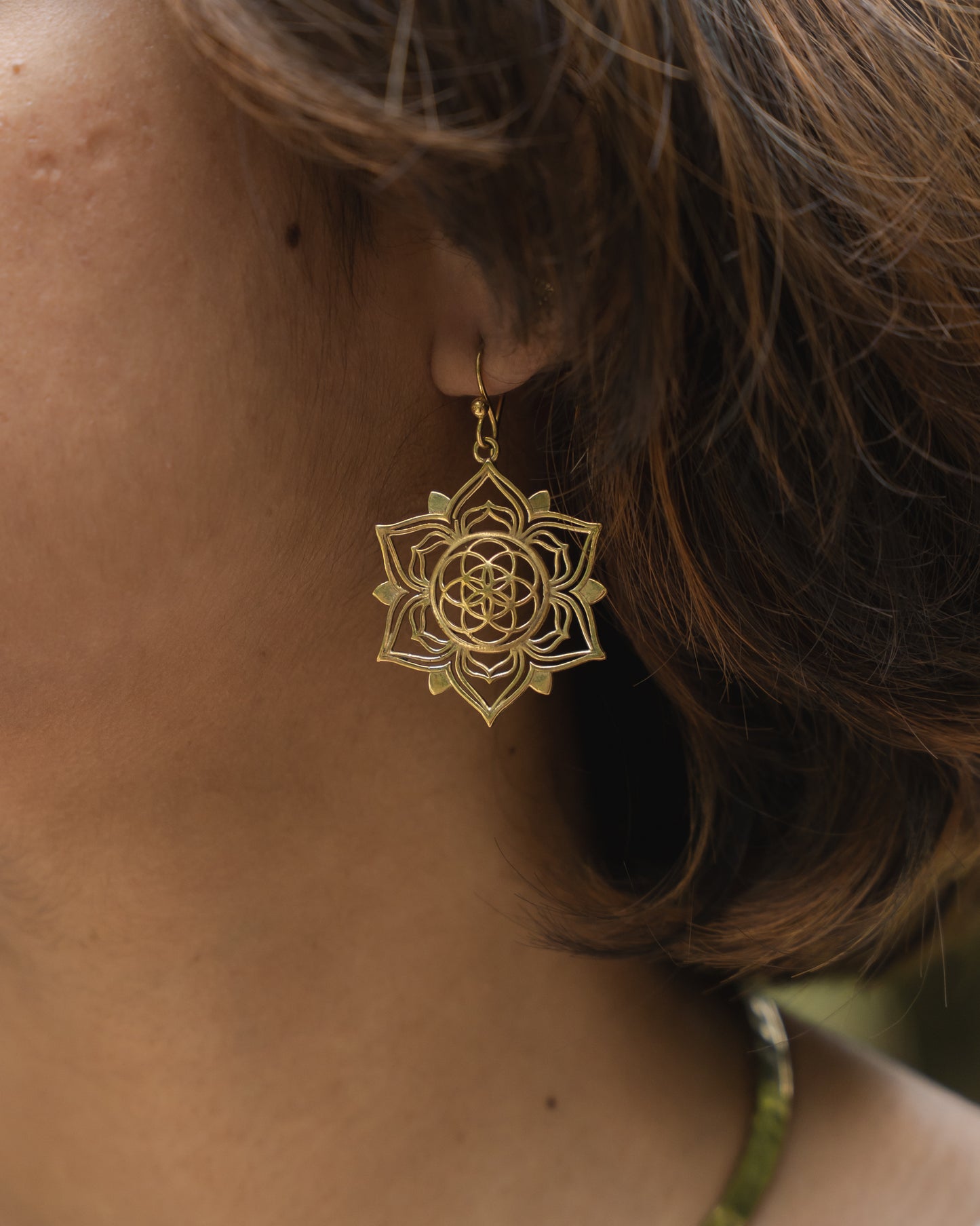 Mandala brass earrings