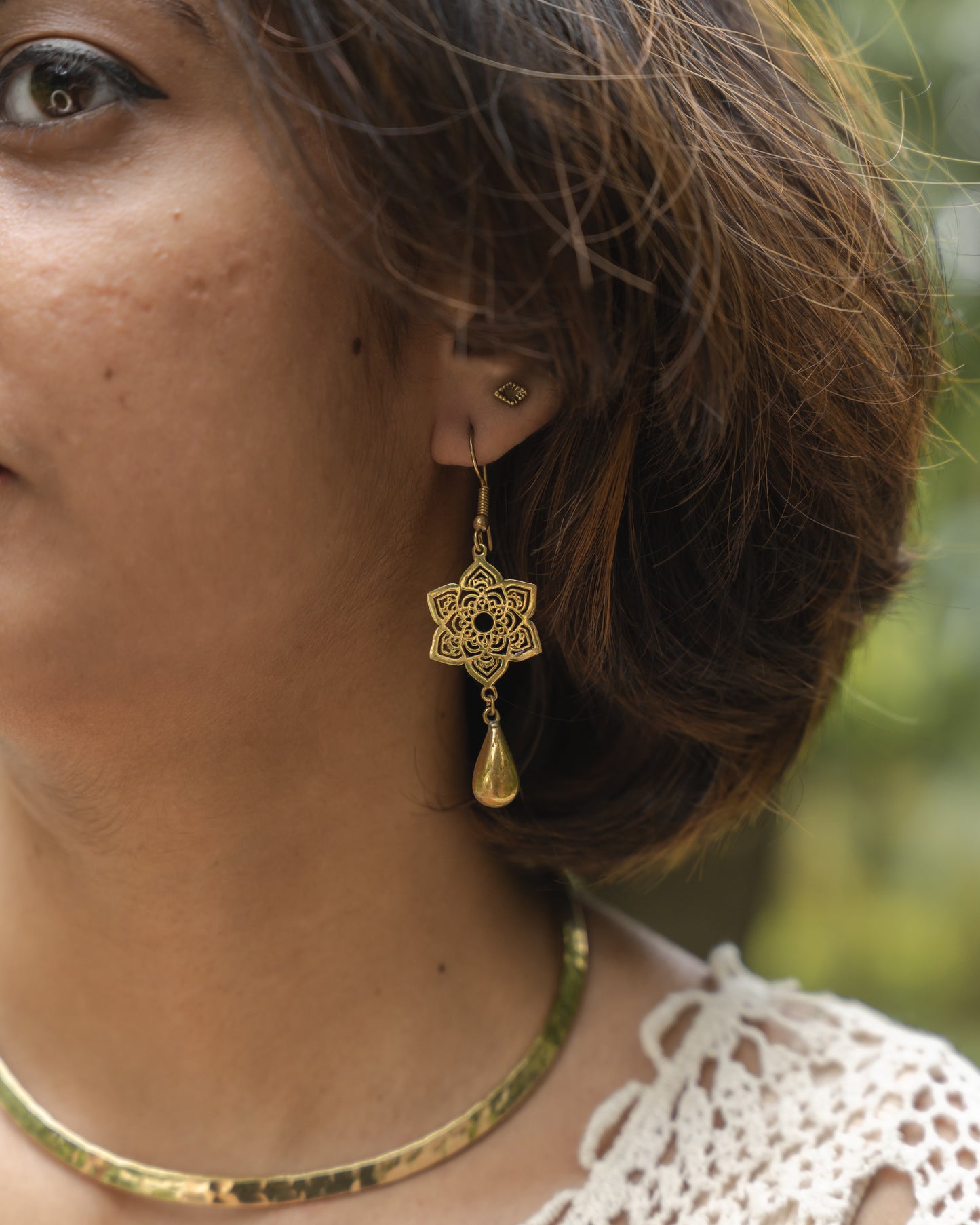 Mandira mandala brass earrings