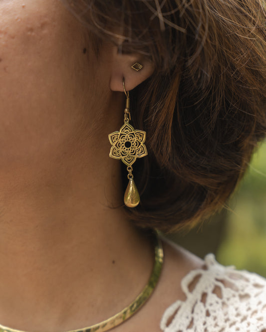 Mandira mandala brass earrings