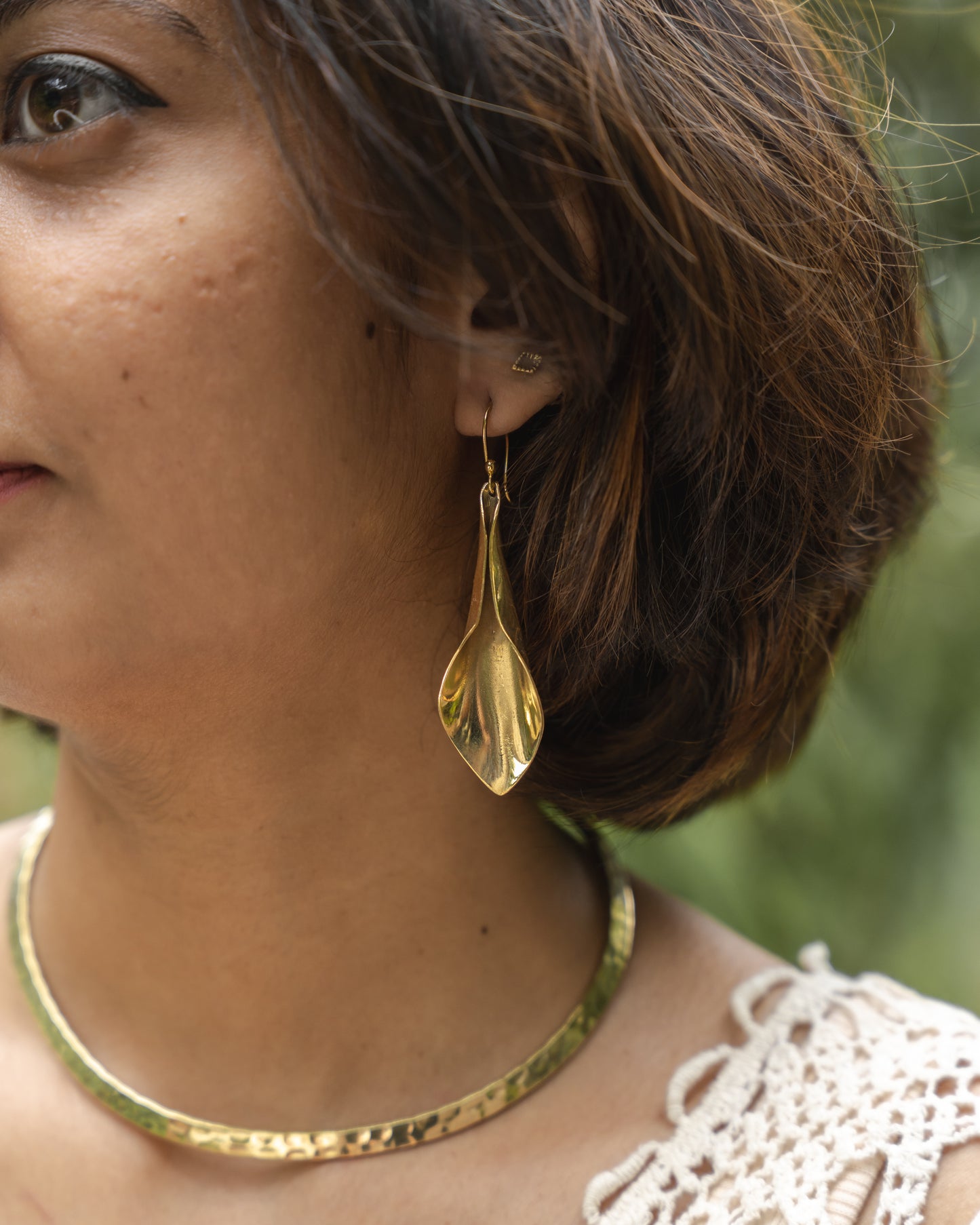 Leina petal brass earrings