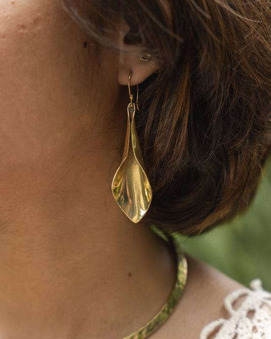 Leina petal brass earrings