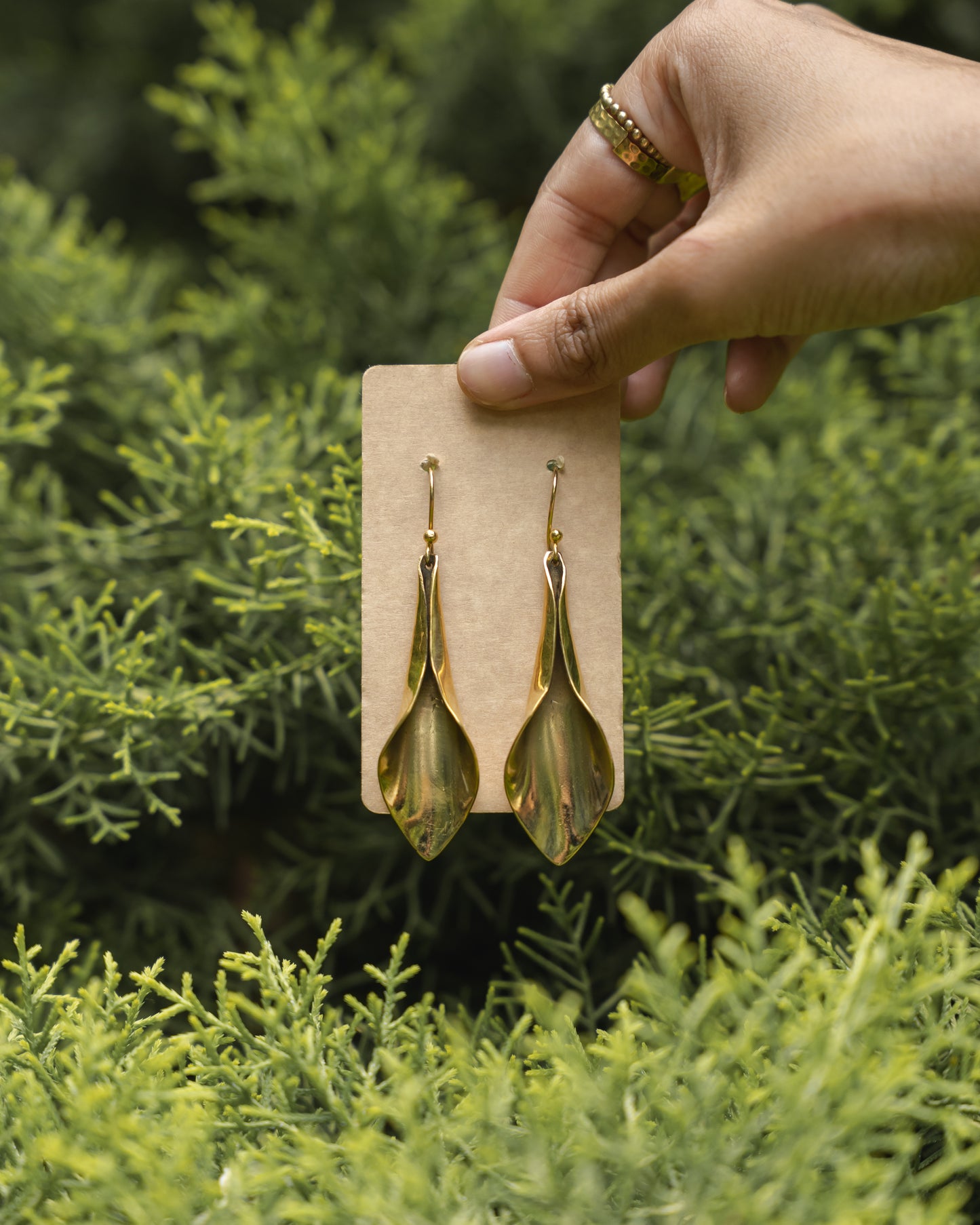 Leina petal brass earrings