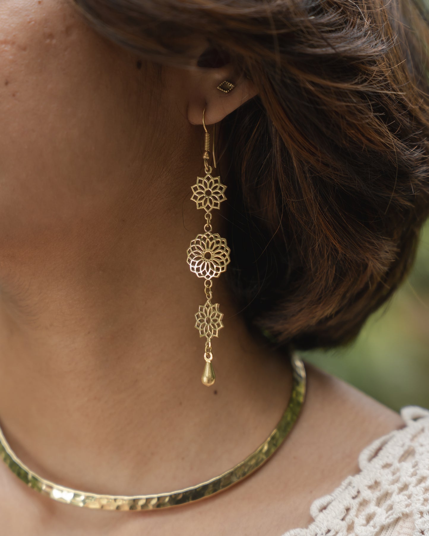 Rooh ke Ada mandala brass earrings