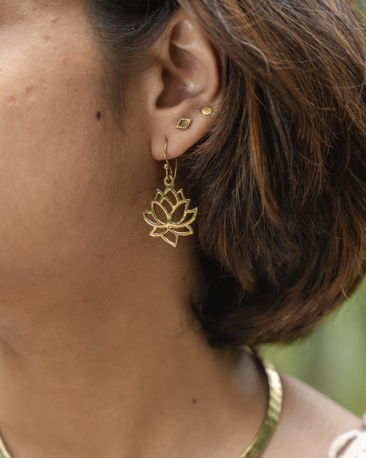 Kumud lotus brass earrings