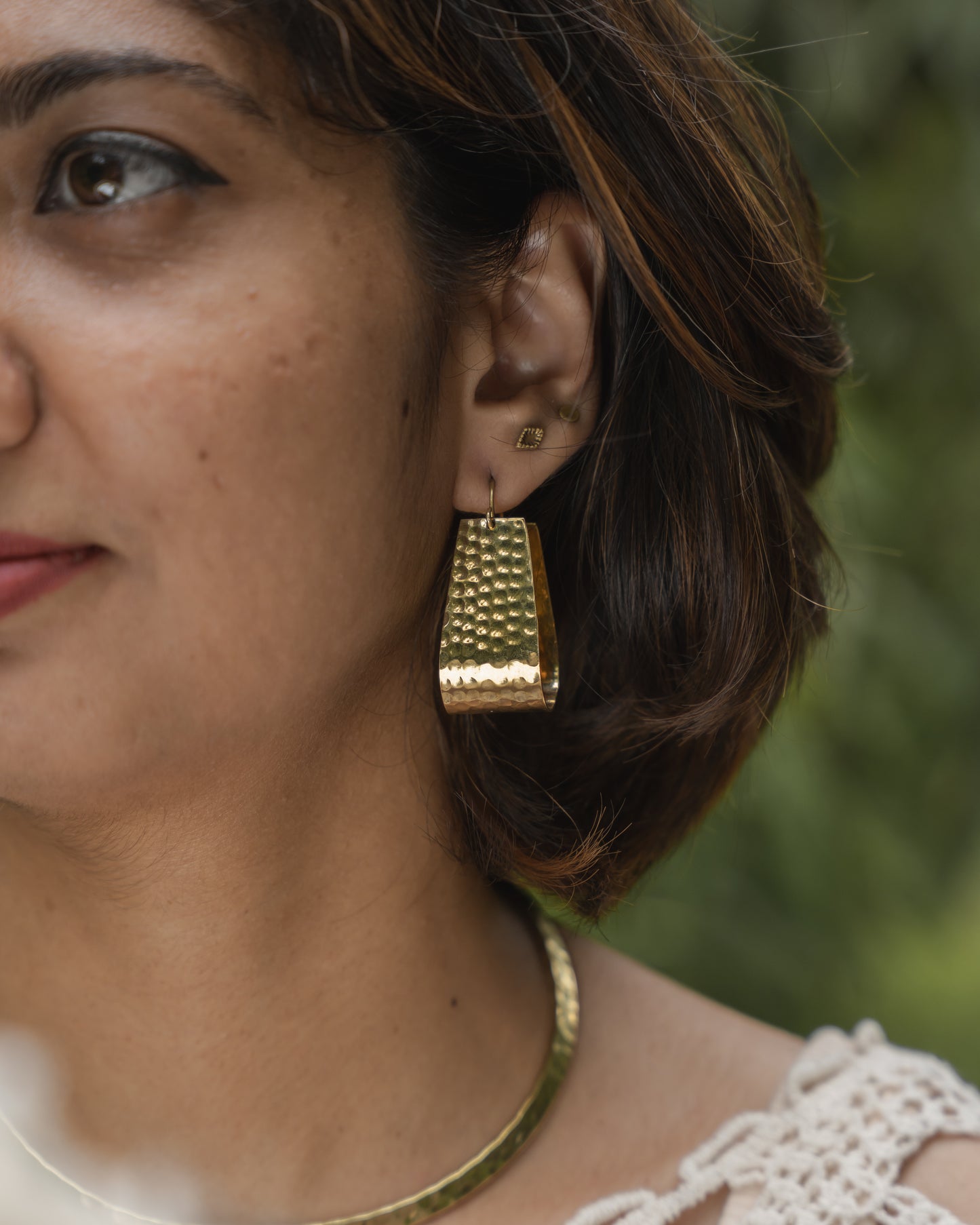 Miha boss lady statement brass earrings