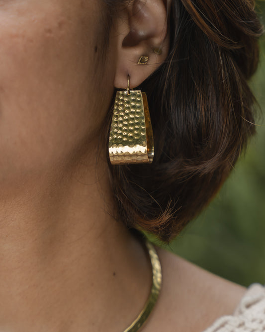 Miha boss lady statement brass earrings