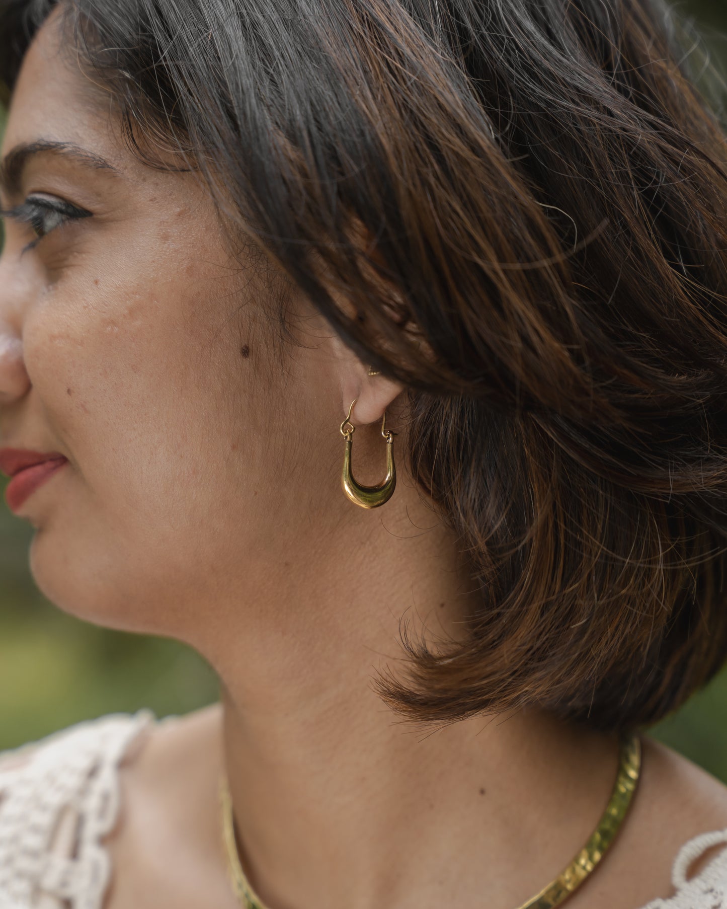 Dhii lil oval hoop brass earrings