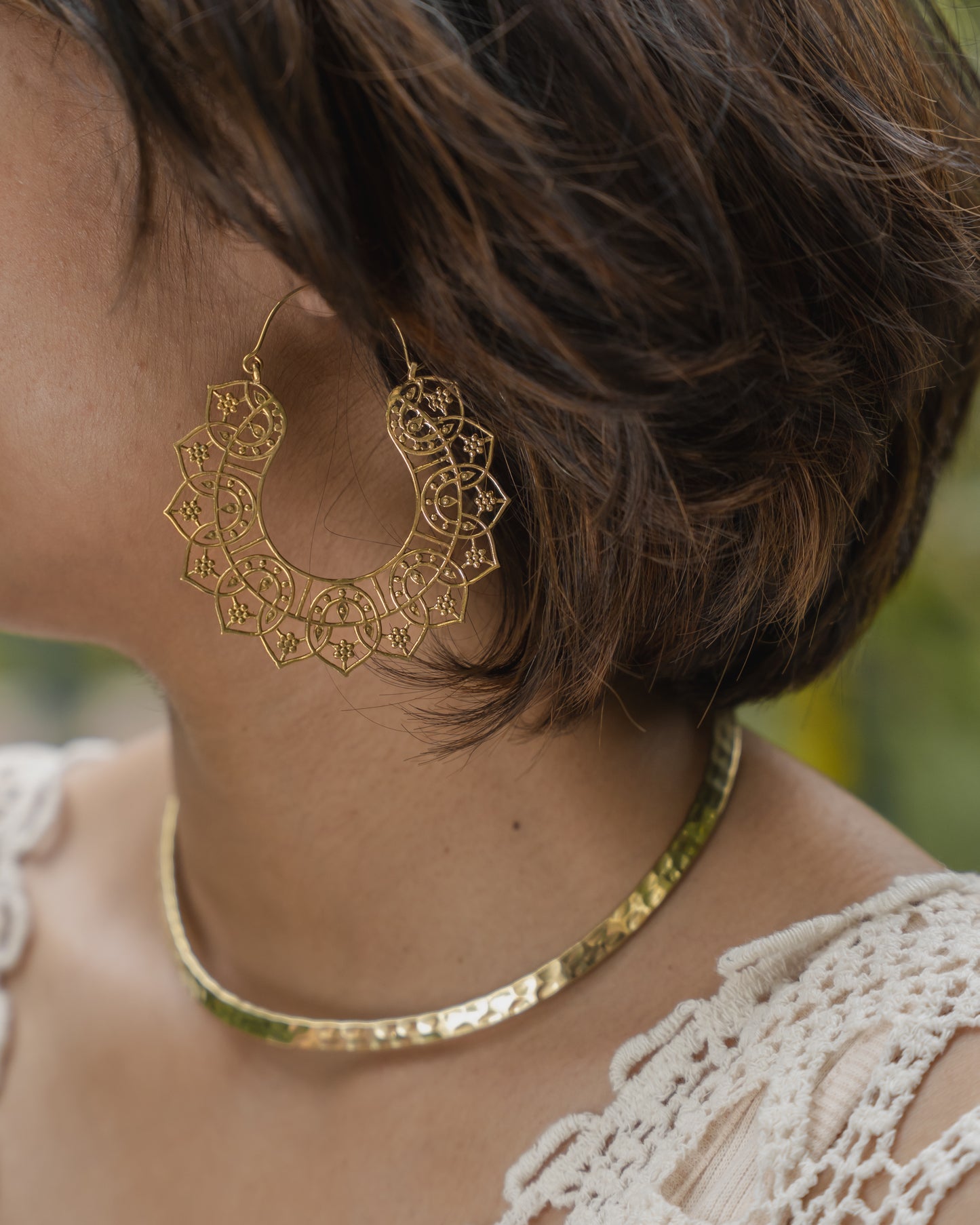 Heritage hoop brass earrings