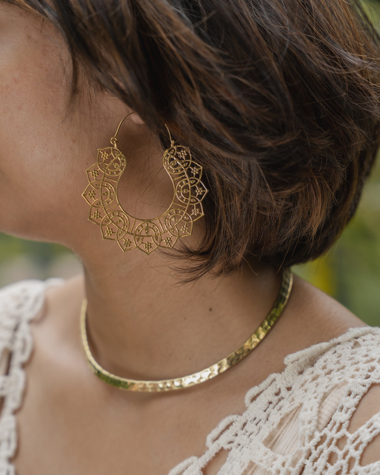 Heritage hoop brass earrings