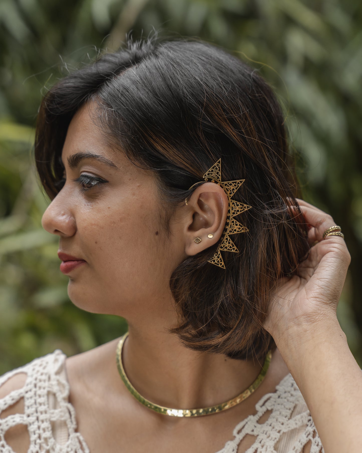 Boho geometry brass ear cuff