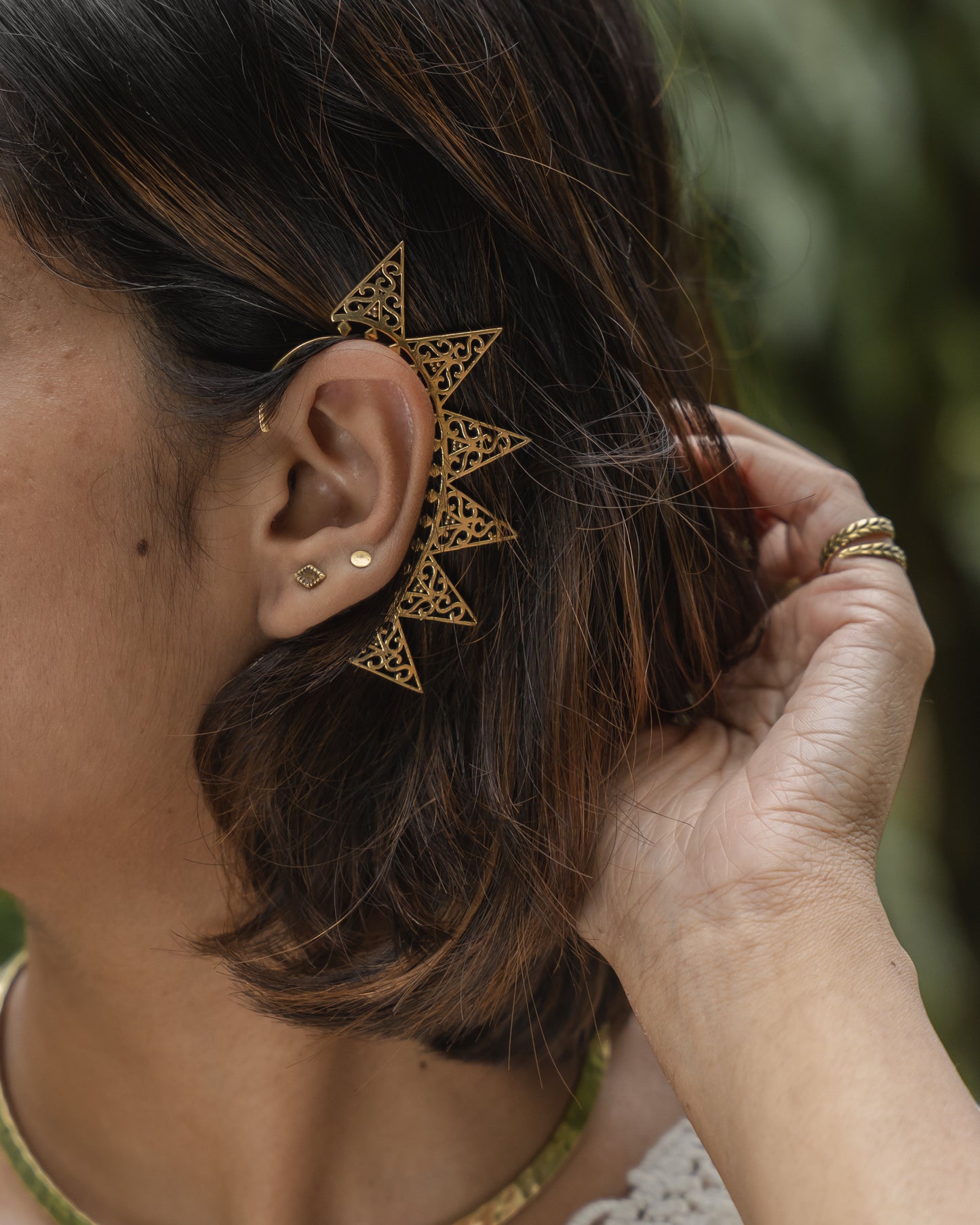 Boho geometry brass ear cuff