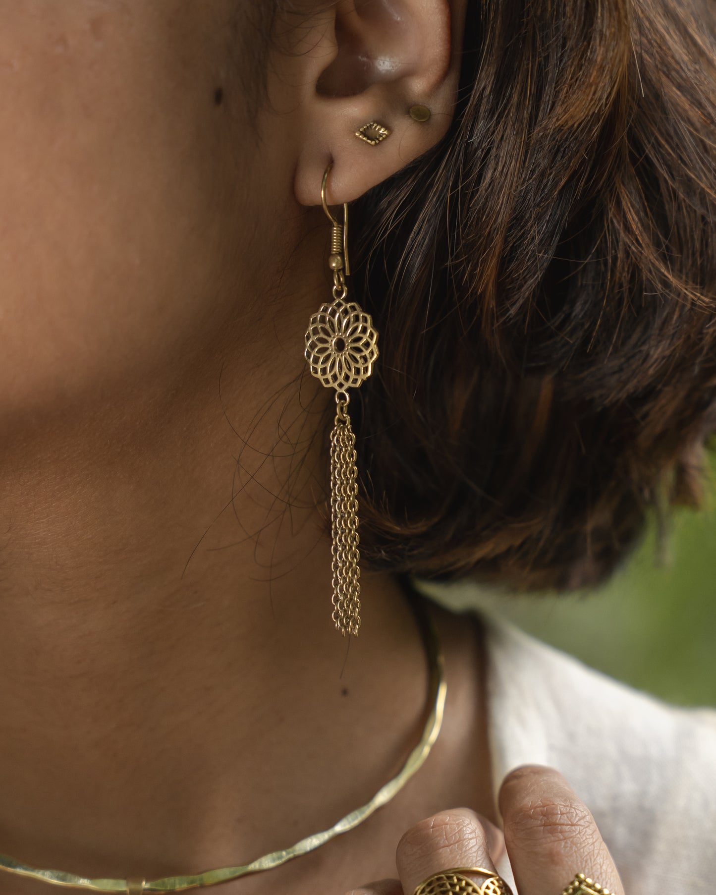Arohi mandala brass earrings