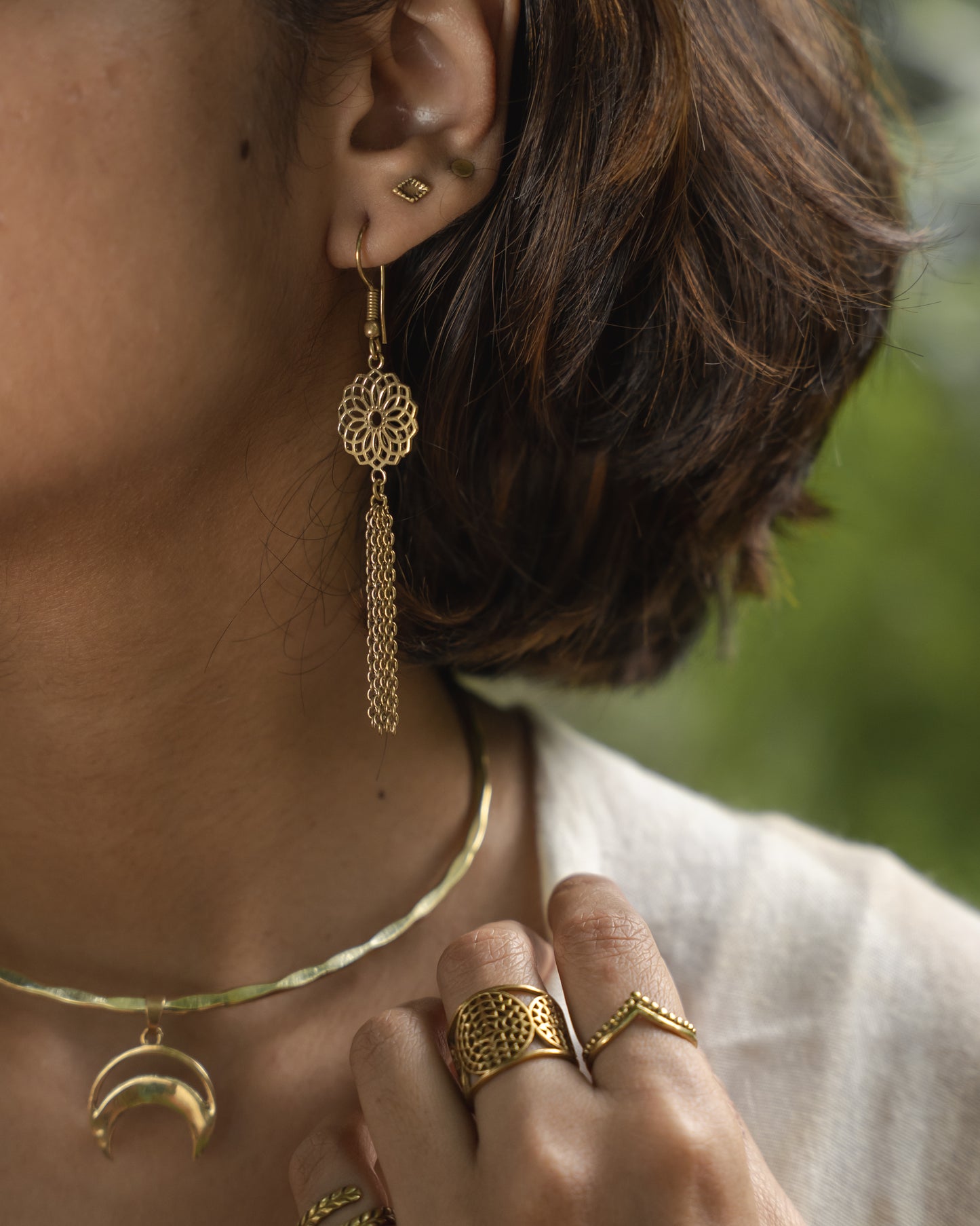 Arohi mandala brass earrings