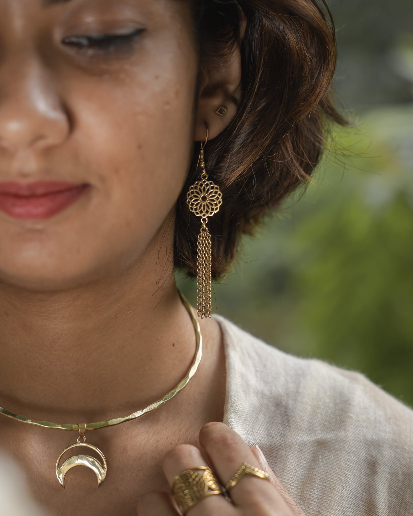 Arohi mandala brass earrings