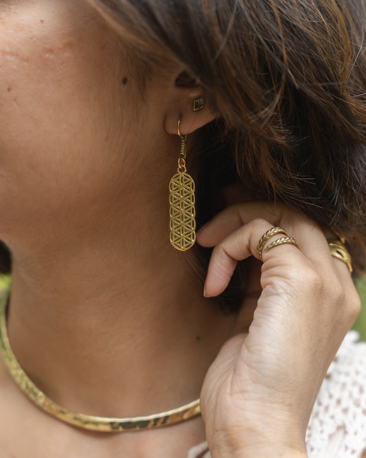 Seed of life brass earrings